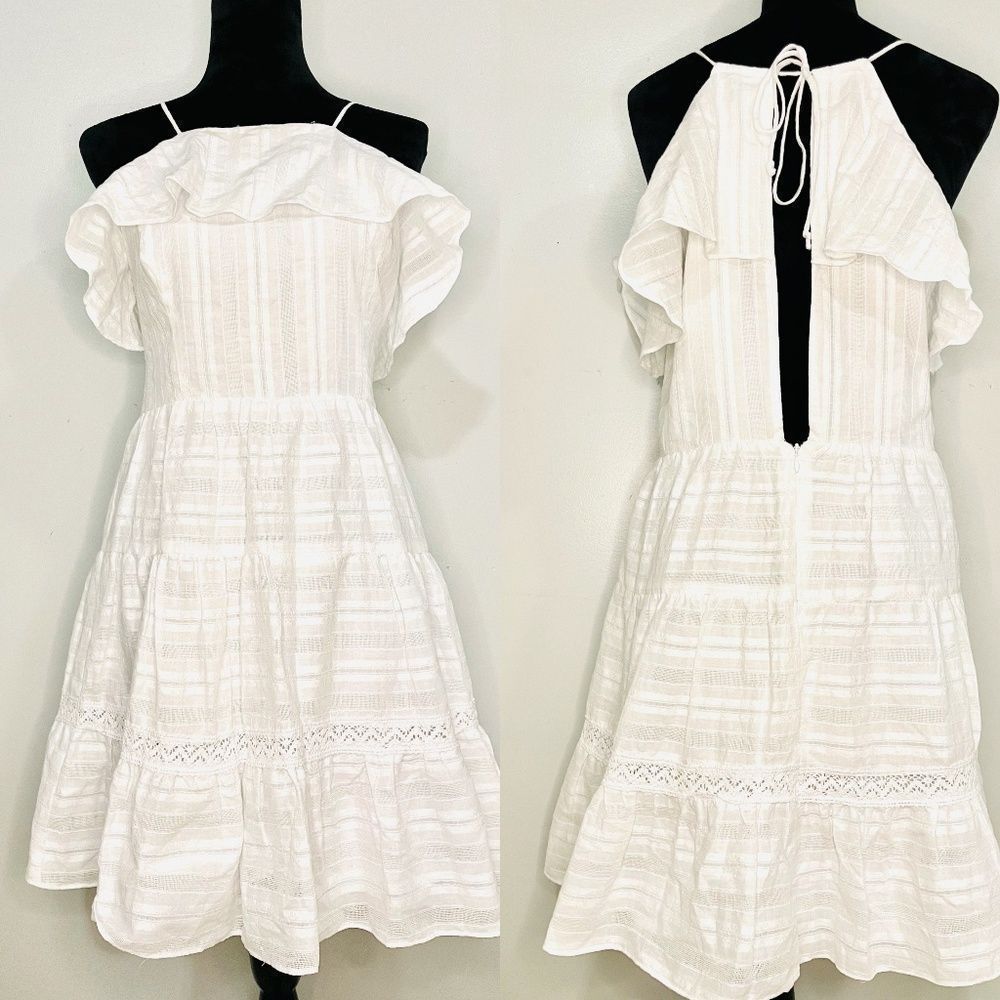 White BCBG Ruffled Dress